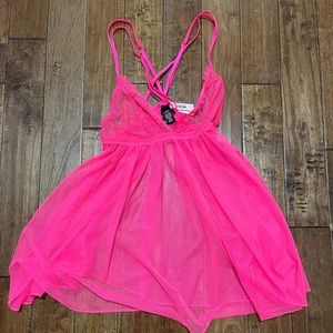 Victoria’s Secret Neon Pink Cami Lingerie Babydoll Small